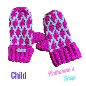 Handmade Crocheted Mosaic Mittens